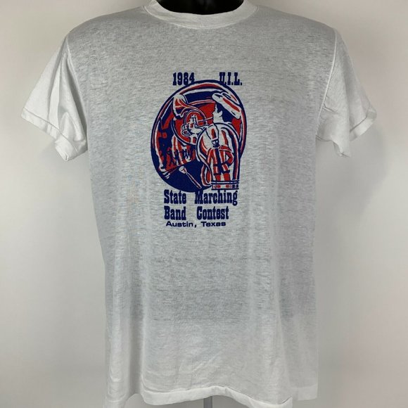 UIL Texas Marching Band Contest Vintage 80s T Shirt Austin 1984 USA Made Medium - Picture 2 of 6
